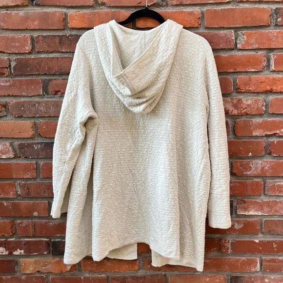 Eileen Fisher Linen Cotton Blend Hooded Cardigan Sweater Size XL - Picture 6 of 7